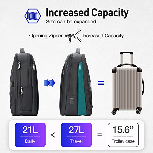 BOPai Expandable Travel Professional Men Business Laptop Backpack 15.6 inch Work Smart Rucksack Anti Theft Large Multi-Function Computer Office Black with Waterproof USB Charging Water Bottle Holder - Image 3