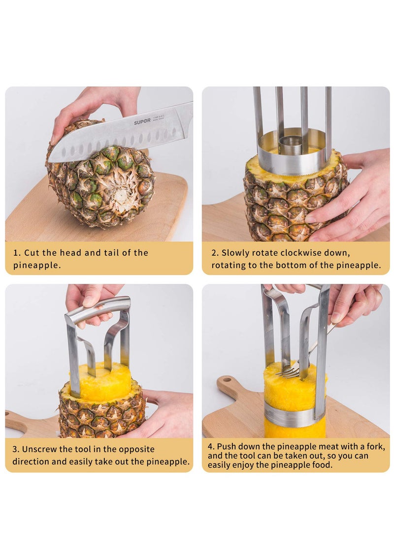 SYOSI - Pineapple Corer, Stainless Steel Pineapple Corer, Reinforced, Thicker Bladepeeler Premium Pineapple Cutter Corer Fruit Slicer, Super Fast Pineapple Corer, Easy Kitchen Tool - Image 1