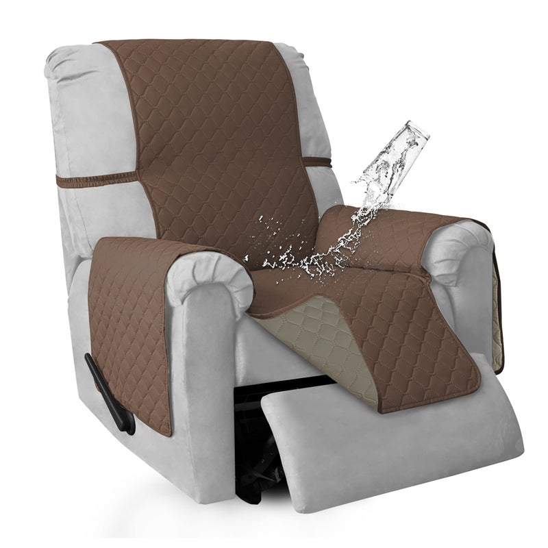 Issuntex Double Protection 100% Waterproof Recliner Covers For Living Room Reversible Furniture Protector Recliner Couch Sofa Slipcover For Dogs Pets Kids (Recliner Brown/Beige) - Image 1