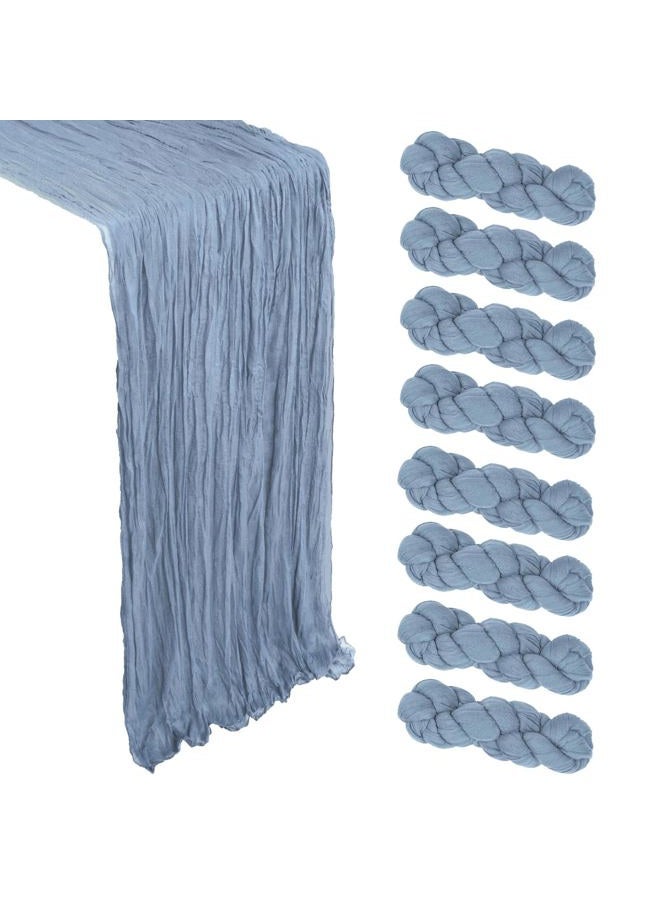 Heneger 8 Pack Dusty Blue Cheesecloth Table Runner 10Ft Gauze Cheese Cloth Table Runner 120 Inch Boho Sheer Rustic Fabric for Summer Decor Bridal Baby Shower Wedding Centerpiece Home Table Decoration - Image 1