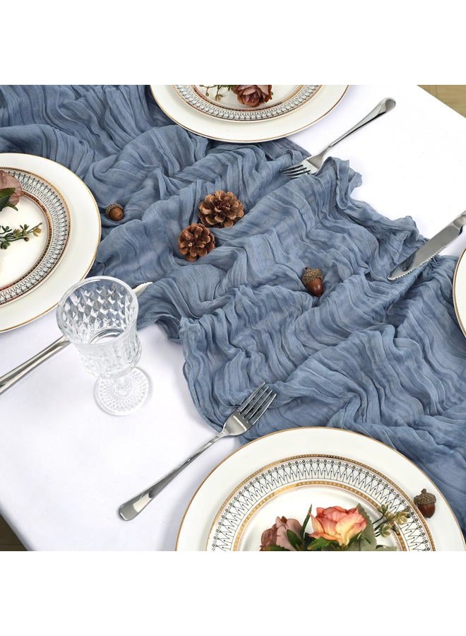 Heneger 8 Pack Dusty Blue Cheesecloth Table Runner 10Ft Gauze Cheese Cloth Table Runner 120 Inch Boho Sheer Rustic Fabric for Summer Decor Bridal Baby Shower Wedding Centerpiece Home Table Decoration - Image 4
