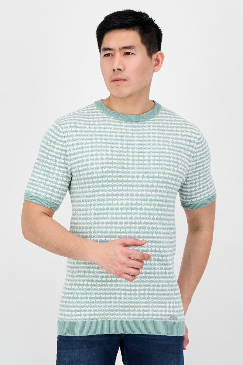 Threadbare Men Crew Neck Short Sleeve Textured T-Shirt, Multicolor - Image 1