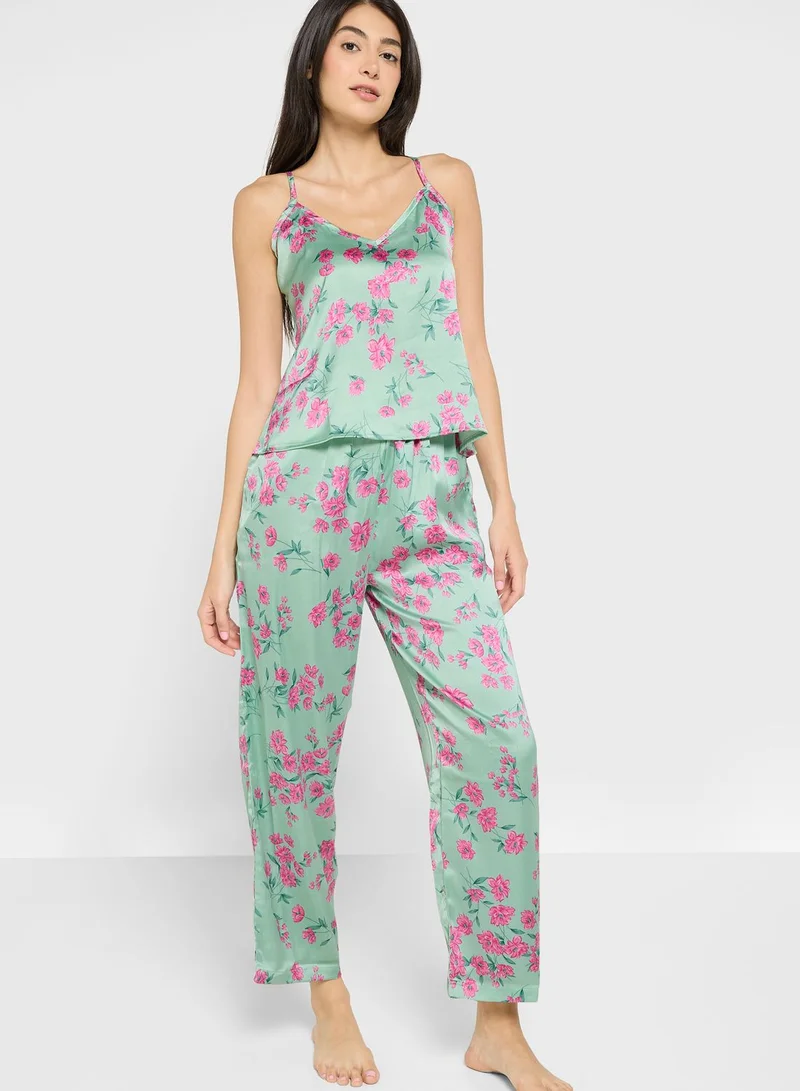 ELLA 4Pc Pyjama Set Cami Top With Night Robe, Short & Pant