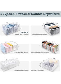 XiuWoo 7-Piece Wardrobe Clothes Organizer, Drawer Organizers for Clothing, Closet Organizers and Storage Suitable for Jeans, T-shirt, Underwear, Shorts, Socks, Skirts Baby Clothes Dividers for Closet  - Image 3