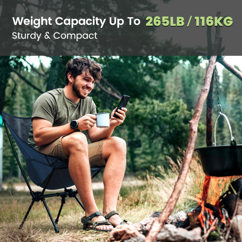 CAMEL CROWN Portable Camping Chair Lightweight Compact Folding Chair Mesh for Outdoor Camp Travel Beach Picnic Festival Hiking Backpacking Navy Blue 2 Pack - Image 4