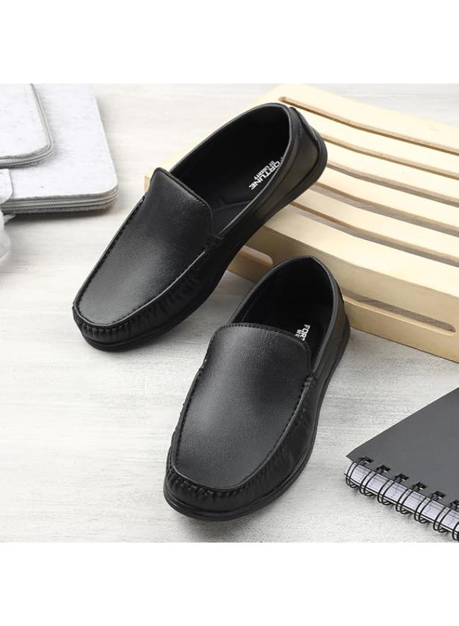 Liberty Fortune CLASSIK-1E Loafer Shoes for Men -  Black, Non-Lacing Casual Formal Slip-On Loafers Stylish Shoes Ideal for Office, Party, Wedding, Kurta - Comfortable Lightweight - Image 3