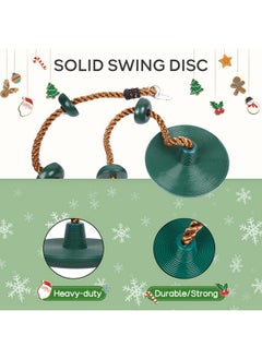 DECORLIFE DECORLIFE Tree Swing for Kids, Rope Swing Disc Swing for Outside with Platform Carabiners and Strap Outdoor, Playground Accessories, Green  - Image 3