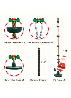 DECORLIFE DECORLIFE Tree Swing for Kids, Rope Swing Disc Swing for Outside with Platform Carabiners and Strap Outdoor, Playground Accessories, Green  - Image 5