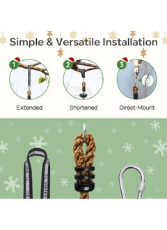 DECORLIFE DECORLIFE Tree Swing for Kids, Rope Swing Disc Swing for Outside with Platform Carabiners and Strap Outdoor, Playground Accessories, Green  - Image 4