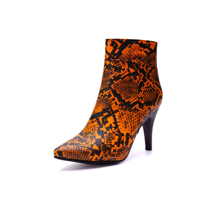 Fashion High Heel Pointed Winter 32-54 Super Plus Size Snake Pattern Low Boots - Image 3