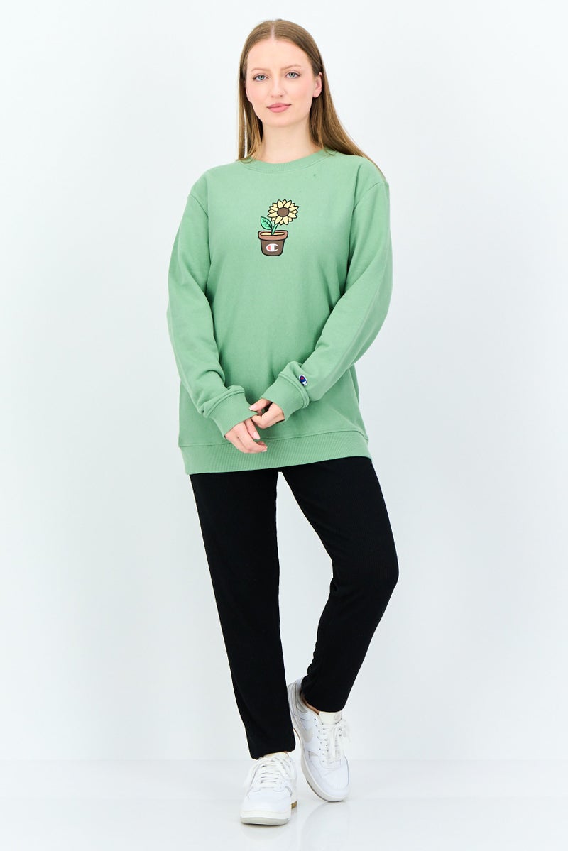 Champion بلوزة رياضية نسائية بأكمام طويلة، لون أخضر مريمي - Image 3