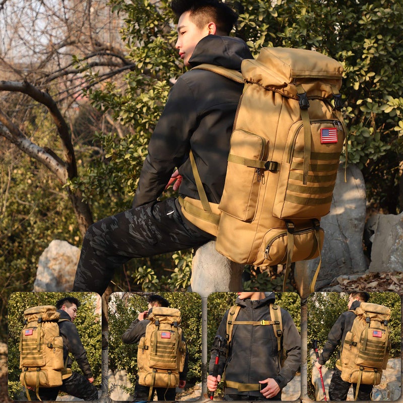 70L Camping Hiking Military Tactical Backpack Outdoor Water Repellent Adjustable Sport Bags - Image 4