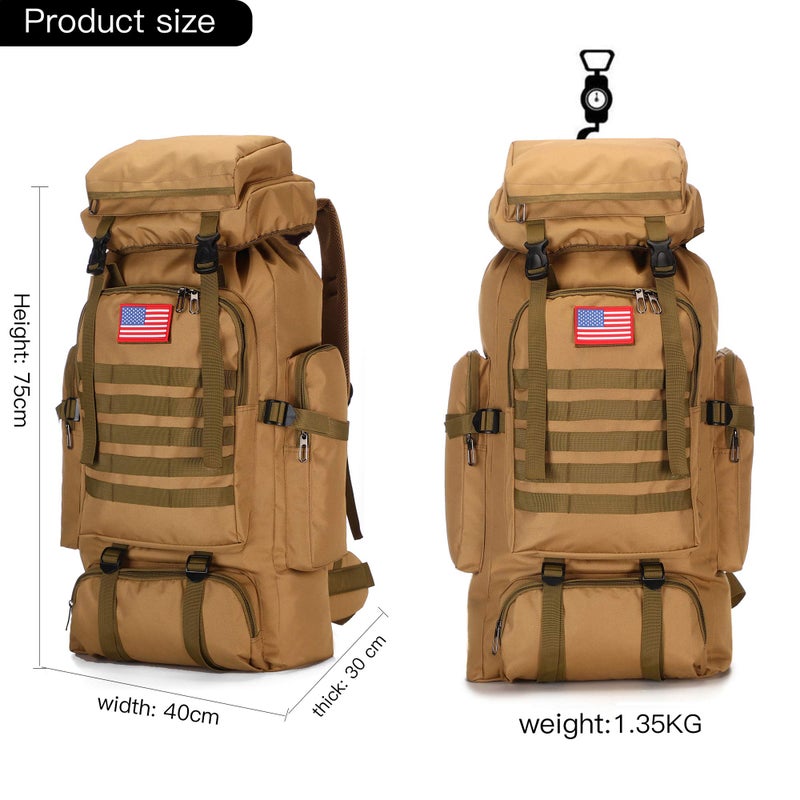 70L Camping Hiking Military Tactical Backpack Outdoor Water Repellent Adjustable Sport Bags - Image 2