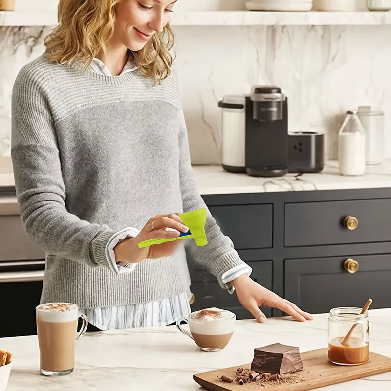 Black Anti-Spill Sliding Lever Spoon for Protein Powder Coffee Kitchen Food Transfer - Image 3