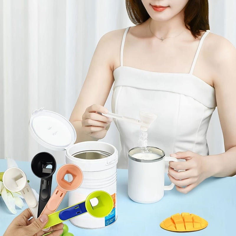 Black Anti-Spill Sliding Lever Spoon for Protein Powder Coffee Kitchen Food Transfer - Image 2