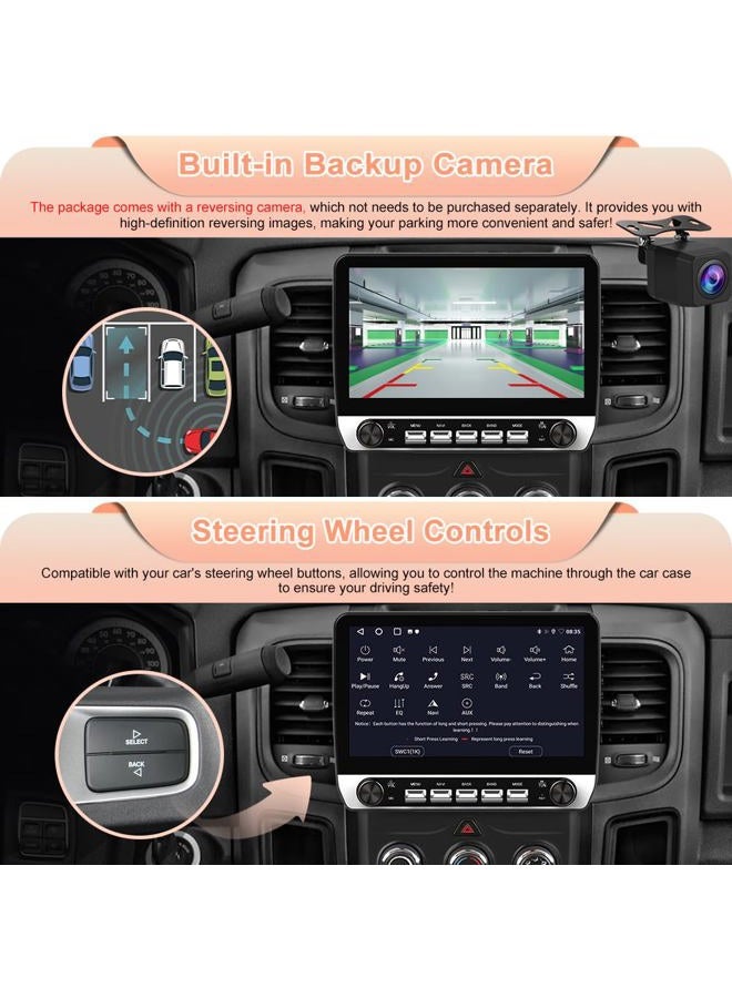 Votheon 10.1 inch Car Radio for Dodge RAM 1500 2500 3500 2013 2014 2015 2016 2017 2018,Android 13 [2GB+64GB] with Carplay/Android Auto SWC GPS WiFi Bluetooth FM RDS AM DSP SW,Backup Camera - Image 4