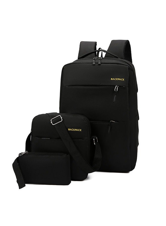Unisex 3-Piece Black Nylon Waterproof with USB Charging Port  - Image 1