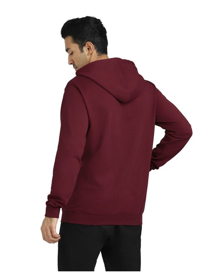 XYXX - XYXX Men's Relaxed Cotton Neck Hooded Sweatshirt (XY_R53_Hoodies_Wine - Image 1