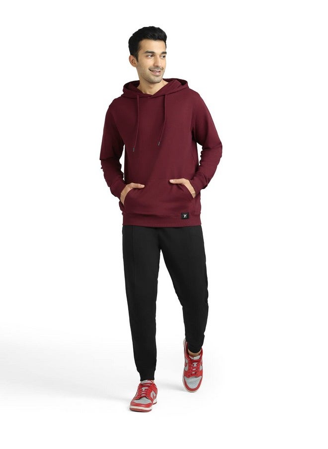 XYXX - XYXX Men's Relaxed Cotton Neck Hooded Sweatshirt (XY_R53_Hoodies_Wine - Image 1
