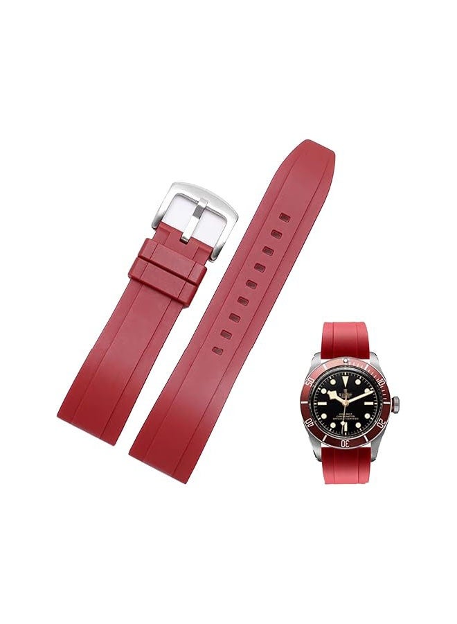 Quick Release Soft Silicone Watch Strap，Rubber Watch Bands Universal Replacement Band Strap for Men Women Red 20mm - Image 1