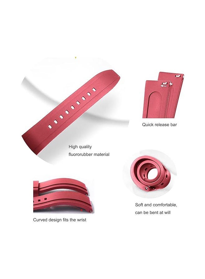 Quick Release Soft Silicone Watch Strap，Rubber Watch Bands Universal Replacement Band Strap for Men Women Red 20mm - Image 2
