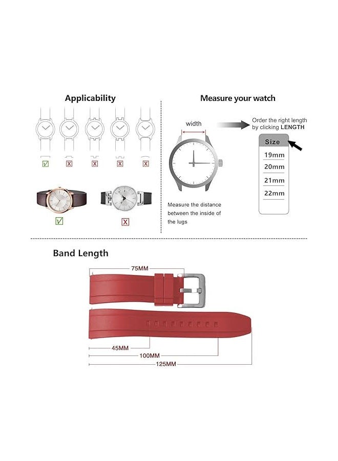 Quick Release Soft Silicone Watch Strap，Rubber Watch Bands Universal Replacement Band Strap for Men Women Red 20mm - Image 5