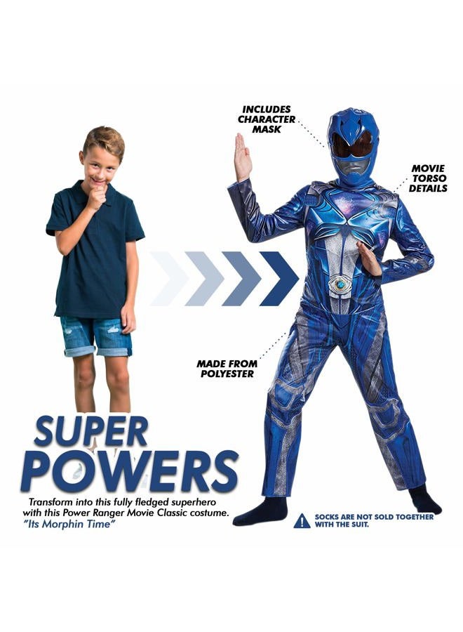 Disguise Blue Power Rangers Costume for Kids. Official Licensed Blue Ranger Classic Movie Power Ranger Suit with Mask for Boys & Girls - Image 2