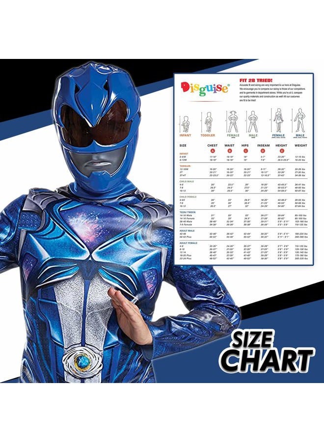 Disguise Blue Power Rangers Costume for Kids. Official Licensed Blue Ranger Classic Movie Power Ranger Suit with Mask for Boys & Girls - Image 4