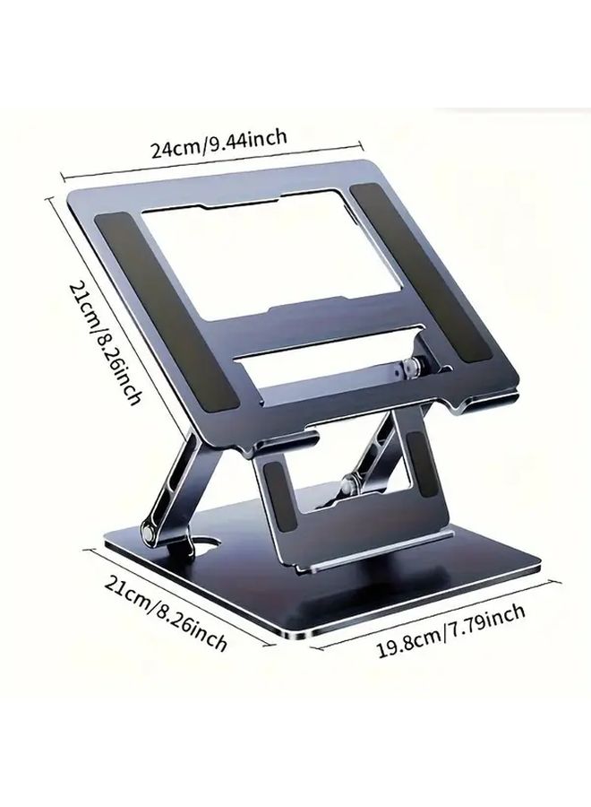 Gray Ergonomic Laptop Stand Adjustable Height Heavy Duty Carbon Steel with Phone Holder - Image 2
