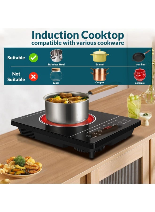 At Set Home 2200W Electric Induction Cooker | Portable Infrared Stove with Touch Control, LED Display, 20 Power Levels & Timer | Fast Heating Glass Top Cooktop for Home, Office & Travel - Image 2