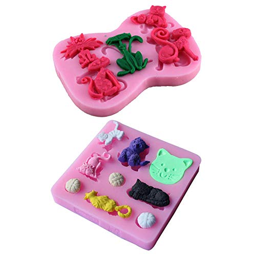 Fewo 2Pcs/Set Little Cat Shape Silicone Fondant Mold KItty Kitten Chocolate Candy Gumpaste Mould Cupcake Cake Decorating Tools Polymer Clay Resin Mold - Image 2