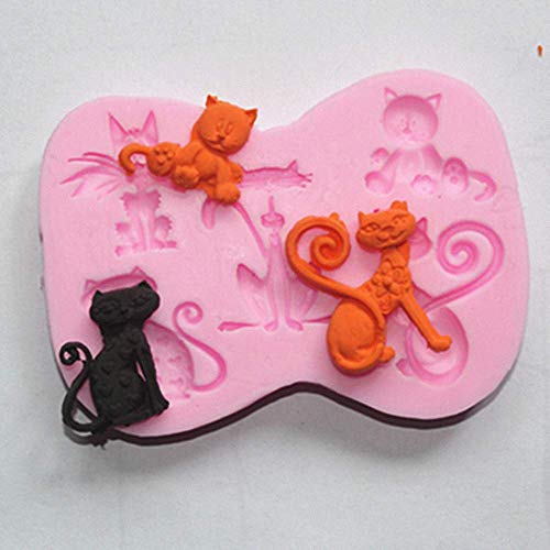 Fewo 2Pcs/Set Little Cat Shape Silicone Fondant Mold KItty Kitten Chocolate Candy Gumpaste Mould Cupcake Cake Decorating Tools Polymer Clay Resin Mold - Image 5