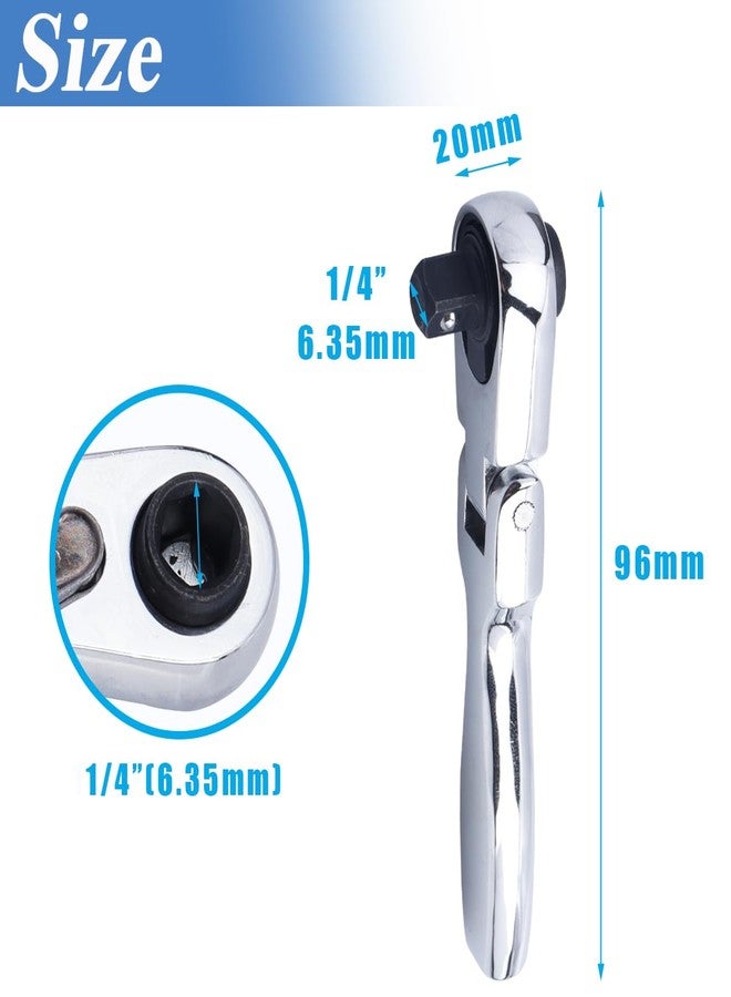 آيتش مفتاح ربط صغير بسقاطة من Eyech، مقاس 1/4 بوصة، مفتاح ربط عكسي برأس مرن 2 في 1، مقبض سريع الفك بسقاطة 72 سنًا، فولاذ CR-V - Image 2
