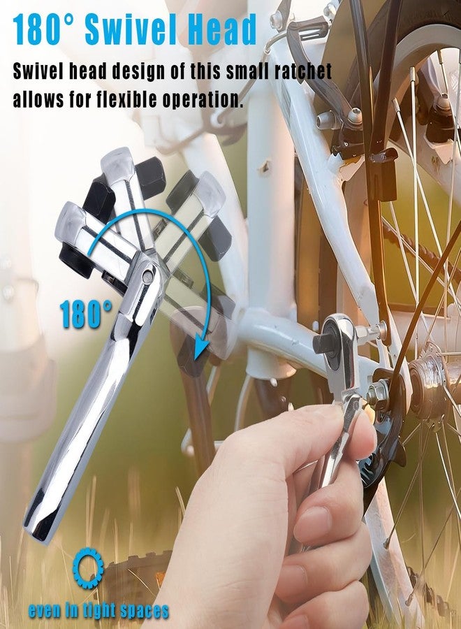 آيتش مفتاح ربط صغير بسقاطة من Eyech، مقاس 1/4 بوصة، مفتاح ربط عكسي برأس مرن 2 في 1، مقبض سريع الفك بسقاطة 72 سنًا، فولاذ CR-V - Image 3