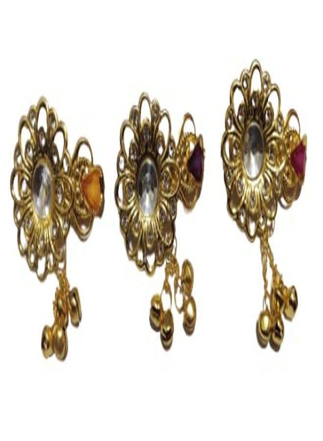NPRC Multi-Colour Wavy Design Studded Back Hair Clip Hair Barrette Hair Accessories for Women (Pack Of 3) - Image 1