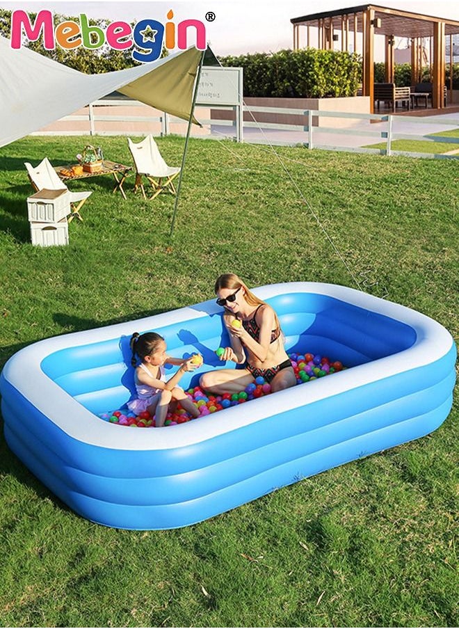 MEBEGIN - 210*135*60cm Rectangle Shape Inflatable Swimming Pool, Thickened Paddling Pool with Inflatable Safety Bubble Bottom, Durable Multifunctional Blow up Pool, Family Lounge Pool, Ideal Choice for Indoor Entertainment and Outdoor Activities - Image 1