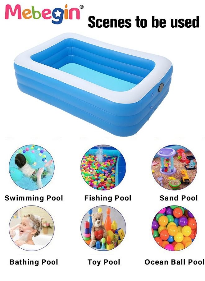 MEBEGIN - 210*135*60cm Rectangle Shape Inflatable Swimming Pool, Thickened Paddling Pool with Inflatable Safety Bubble Bottom, Durable Multifunctional Blow up Pool, Family Lounge Pool, Ideal Choice for Indoor Entertainment and Outdoor Activities - Image 1