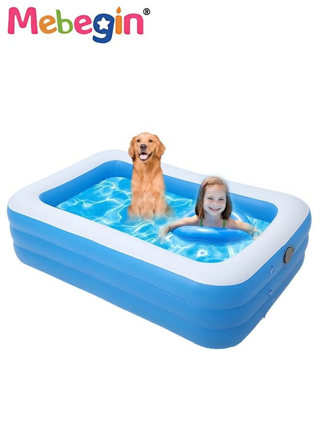 MEBEGIN - 210*135*60cm Rectangle Shape Inflatable Swimming Pool, Thickened Paddling Pool with Inflatable Safety Bubble Bottom, Durable Multifunctional Blow up Pool, Family Lounge Pool, Ideal Choice for Indoor Entertainment and Outdoor Activities - Image 1
