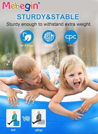 210*135*60cm Rectangle Shape Inflatable Swimming Pool, Thickened Paddling Pool with Inflatable Safety Bubble Bottom, Durable Multifunctional Blow up Pool, Family Lounge Pool, Ideal Choice for Indoor Entertainment and Outdoor Activities - view 3