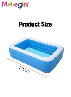 MEBEGIN 210*135*60cm Rectangle Shape Inflatable Swimming Pool, Thickened Paddling Pool with Inflatable Safety Bubble Bottom, Durable Multifunctional Blow up Pool, Family Lounge Pool, Ideal Choice for Indoor Entertainment and Outdoor Activities  - Image 2
