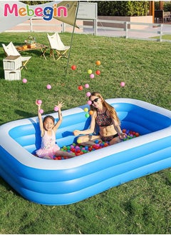 MEBEGIN 210*135*60cm Rectangle Shape Inflatable Swimming Pool, Thickened Paddling Pool with Inflatable Safety Bubble Bottom, Durable Multifunctional Blow up Pool, Family Lounge Pool, Ideal Choice for Indoor Entertainment and Outdoor Activities  - Image 4