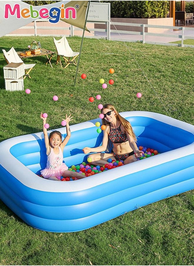 MEBEGIN - 210*135*60cm Rectangle Shape Inflatable Swimming Pool, Thickened Paddling Pool with Inflatable Safety Bubble Bottom, Durable Multifunctional Blow up Pool, Family Lounge Pool, Ideal Choice for Indoor Entertainment and Outdoor Activities - Image 1