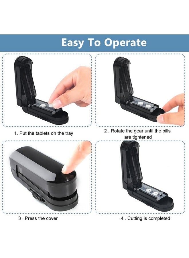 HANNEA® قاطع حبوب متعدد، قاطع حبوب قابل للتعديل مع محاذاة دقيقة للحبوب، شفرة قطع من الفولاذ المقاوم للصدأ وغطاء للشفرة للحبوب المتعددة، الفيتامينات، أسود - Image 5