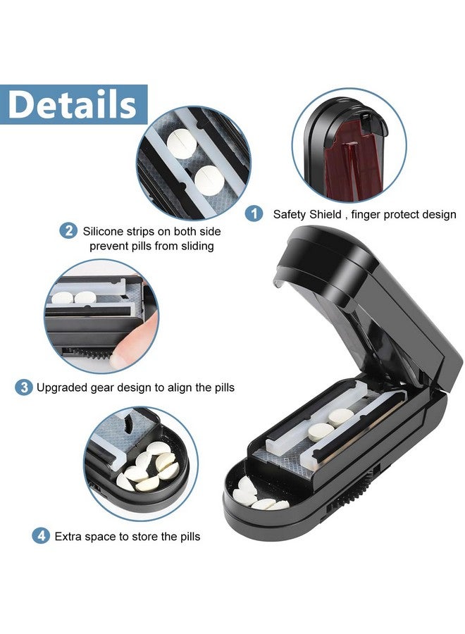 HANNEA® قاطع حبوب متعدد، قاطع حبوب قابل للتعديل مع محاذاة دقيقة للحبوب، شفرة قطع من الفولاذ المقاوم للصدأ وغطاء للشفرة للحبوب المتعددة، الفيتامينات، أسود - Image 3