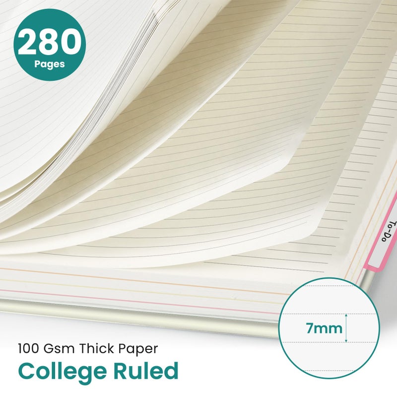 Taja Large Spiral Lined Notebooks for Work with Removable Dividers & Tabs, 8.5"x11" Pretty Hardcover 5 Subject Notebook Journal for Women, College Ruled, Perfect for Study & Office Organization, 280 Pages,Drifting Whales - Image 2