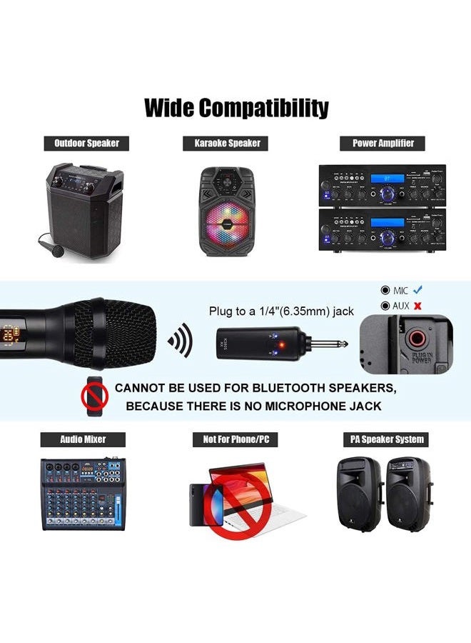 KITHOUSE Wireless Bluetooth Microphone, K380S Dual Cordless Metal Dynamic Mic System with Rechargeable Receiver, for Karaoke Singing, Wedding, Party, Speech, Church, Meeting - Image 2