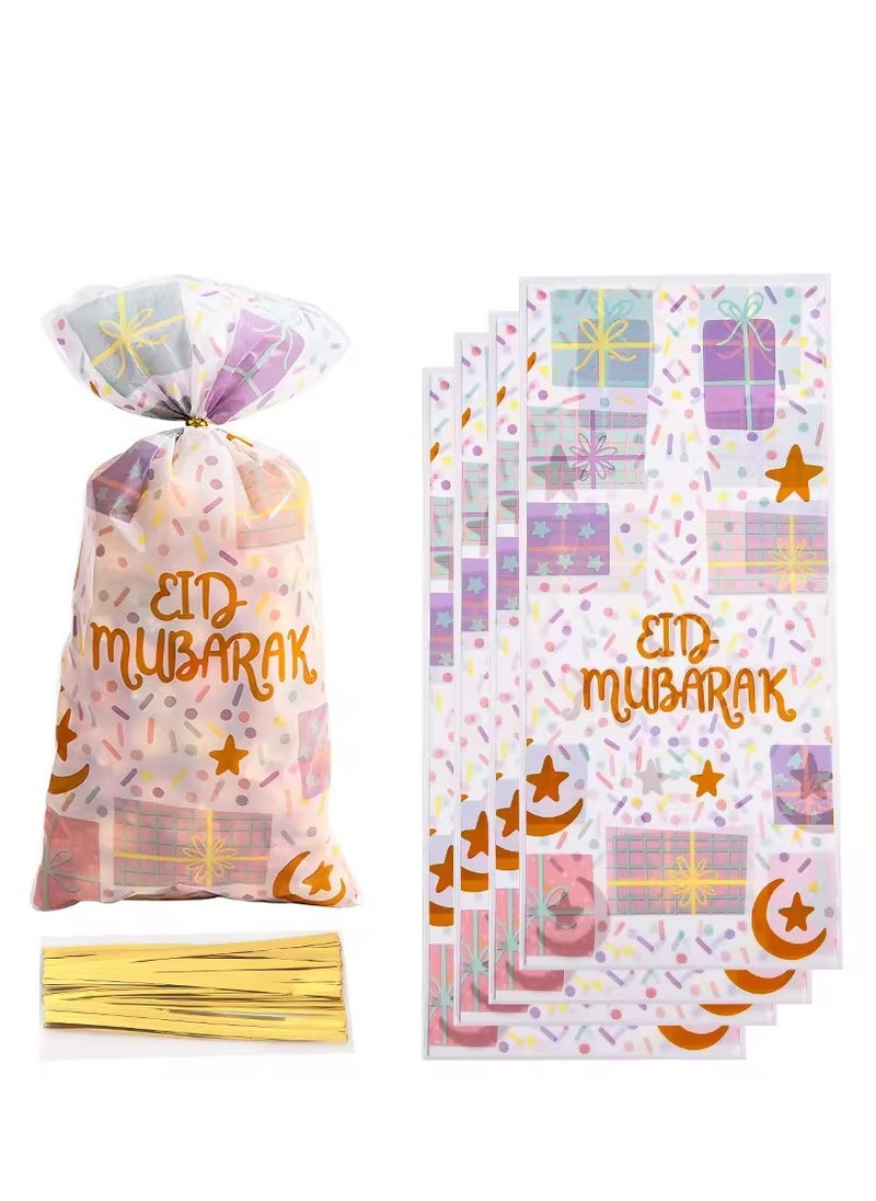 Generic Party Supplies Eid Mubarak Candy Snack Treat Bag Gift Biscuit Cookie Opp Plastic Bags 50pcs  - Image 1