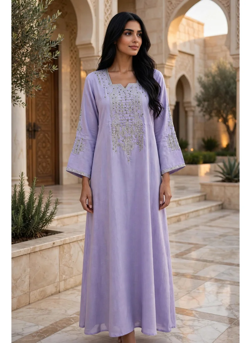 Embellished Sweetheart Square Neck Flowing Maxi Jalabiya