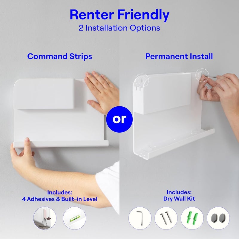 Smallish WallShelfie Bedside Wall Organizer & Bedside Shelf, Room Decor, Dorm Room Essential, Floating Bedside Shelf Wall Mount Organizer, Remote Control Holder, RV Accessories, Floating Shelves (White) - Image 5