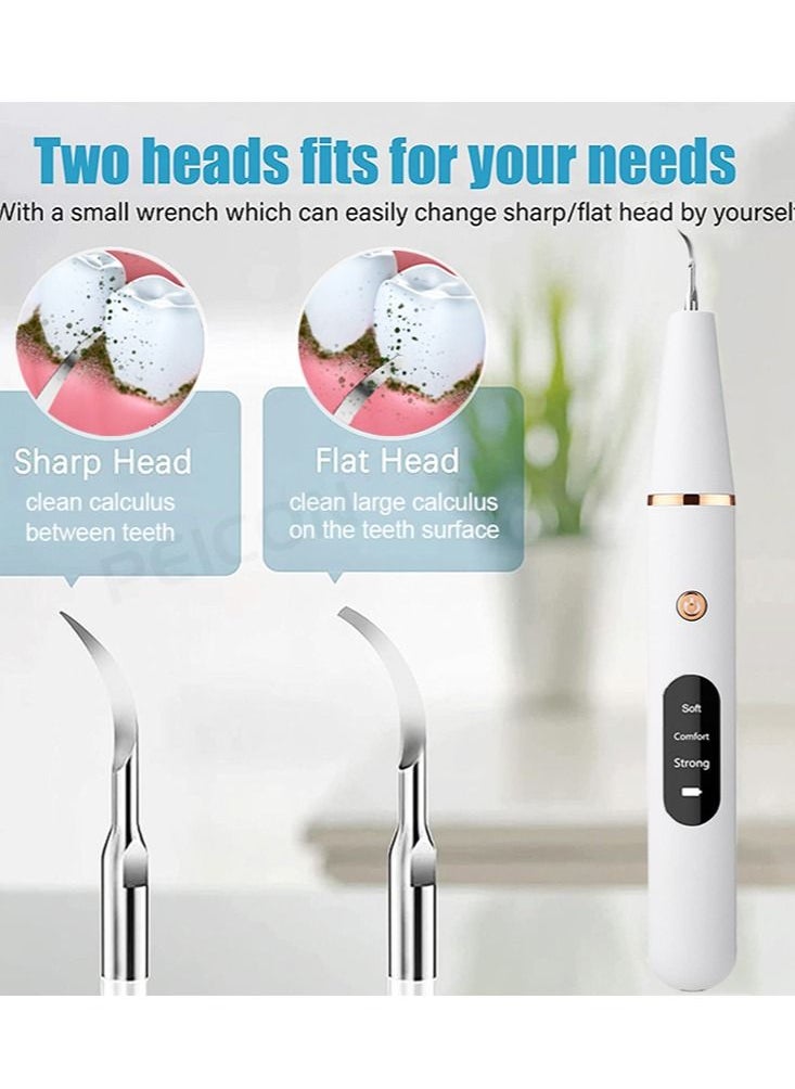 Joshberg - Ultrasonic Dental Scaler For Teeth Tartar Stain Tooth Calculus Remover Electric Sonic Teeth Plaque Cleaner Dental Stone Removal, Replaceable Clean Heads- Safe - Image 1